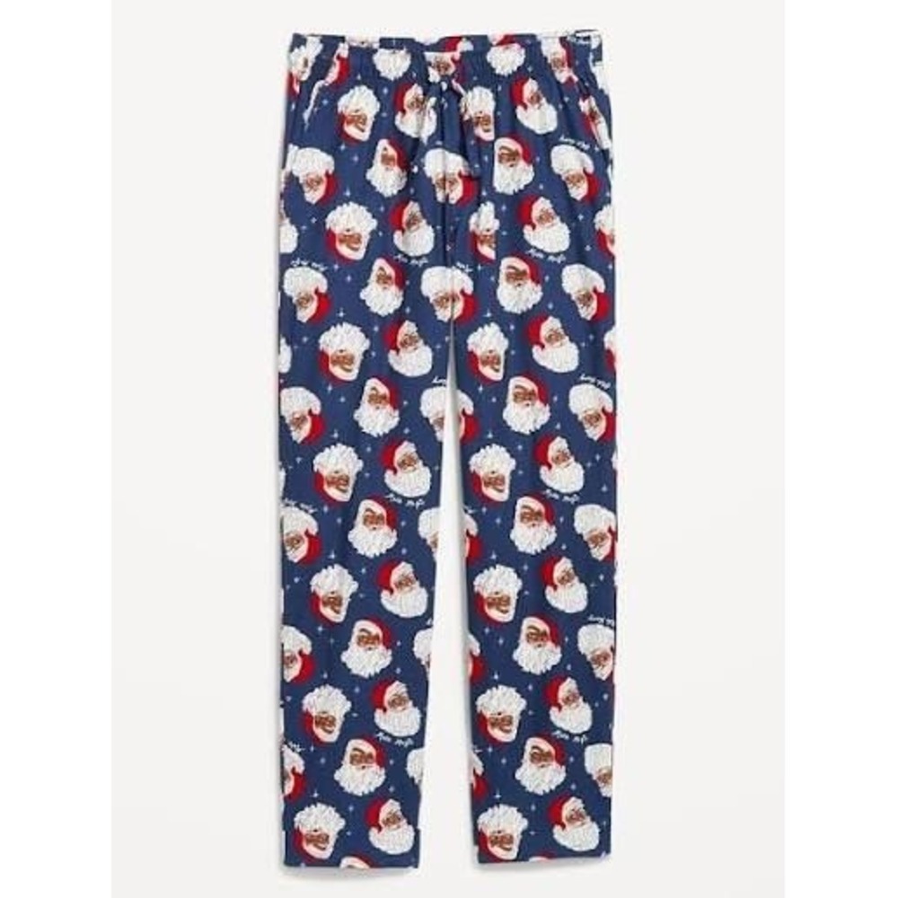 Old Navy Adult Unisex Flannel PJ Pants - Navy Blue Santa Head #725937 - Large